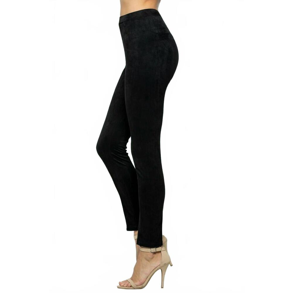 NEW SEE AND BE SEEN faux suede leggings in black